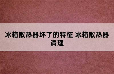 冰箱散热器坏了的特征 冰箱散热器清理